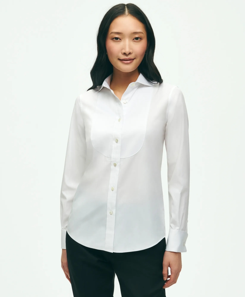 Black Fleece Pique Bib Tuxedo Shirt in Sea Island Cotton, image 3