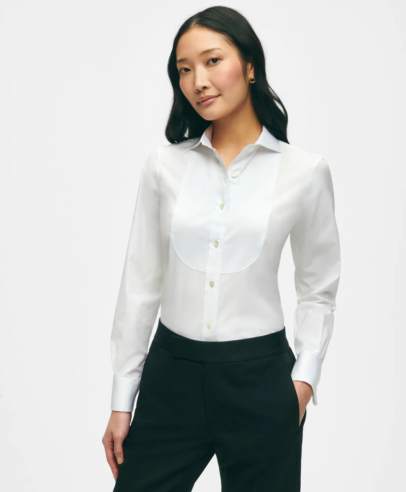 Black Fleece Pique Bib Tuxedo Shirt in Sea Island Cotton, image 3