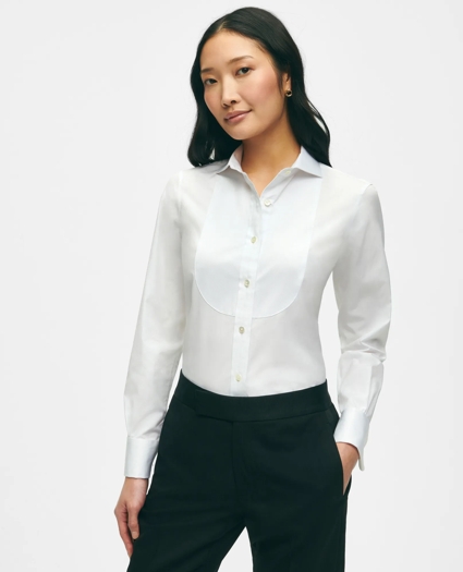 Black Fleece Pique Bib Tuxedo Shirt in Sea Island Cotton, image 3