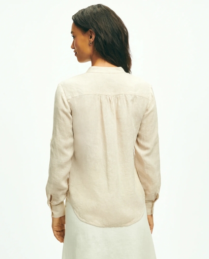 Classic V-Neck Utility Shirt In Linen, image 4