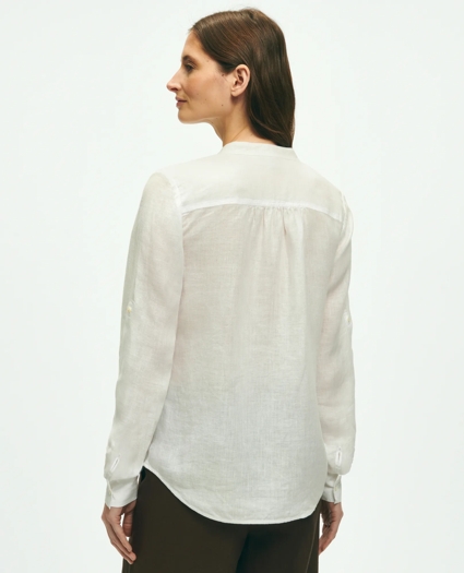Classic V-Neck Utility Shirt In Linen, image 5