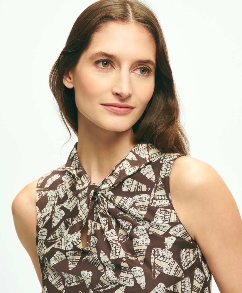Shell Print Tie-Neck Top, image 2
