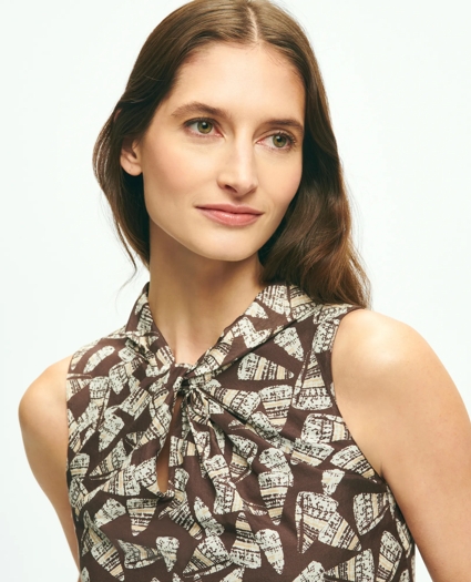 Shell Print Tie-Neck Top, image 2