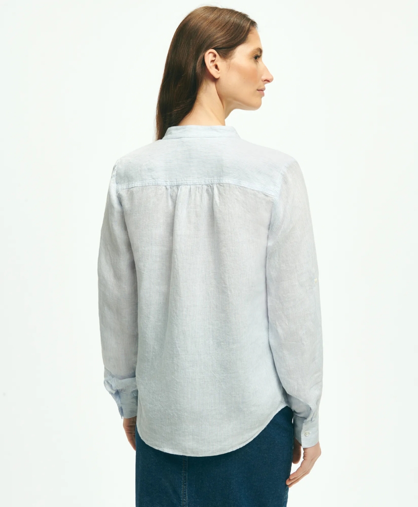 Classic V-Neck Utility Shirt In Linen, image 5