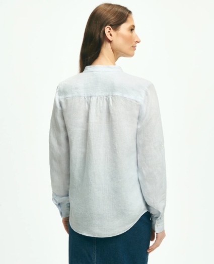 Classic V-Neck Utility Shirt In Linen, image 5