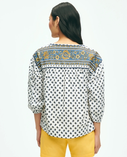 Floral Paisley Popover Peasant Blouse In Cotton, image 3