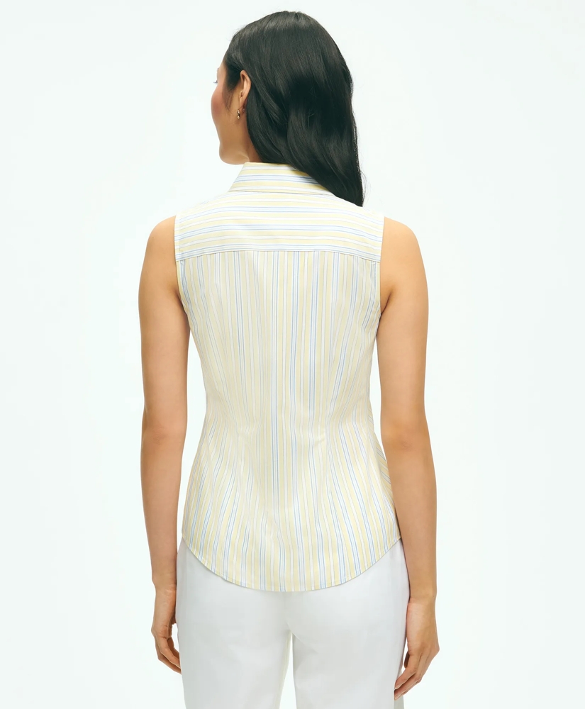Fitted Supima® Stretch Cotton Non-Iron Sleeveless Stripe Shirt, image 3