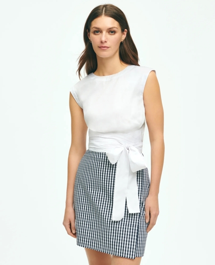 Peplum Wrap-Waist Shell In Cotton Blend, image 4