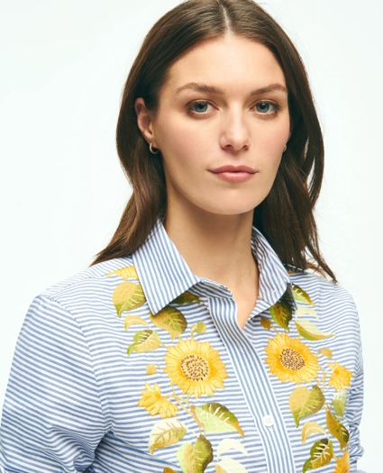 Sunflower Embroidered Striped Shirt In Cotton, image 2