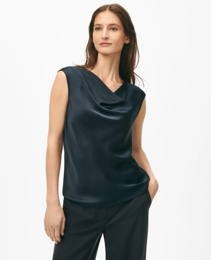 Cowl Neck Blouse in Washable Silk Charmeuse, image 1