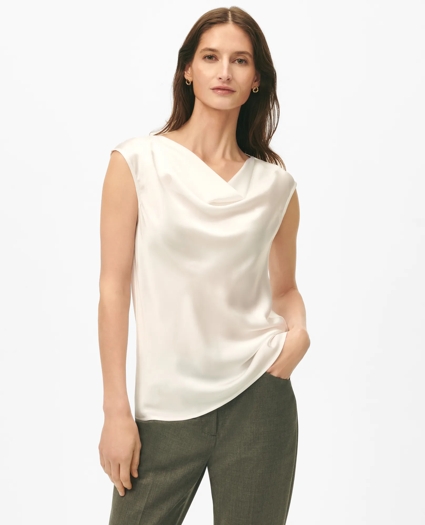 Cowl Neck Blouse in Washable Silk Charmeuse, image 1