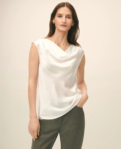 Cowl Neck Blouse in Washable Silk Charmeuse, image 1