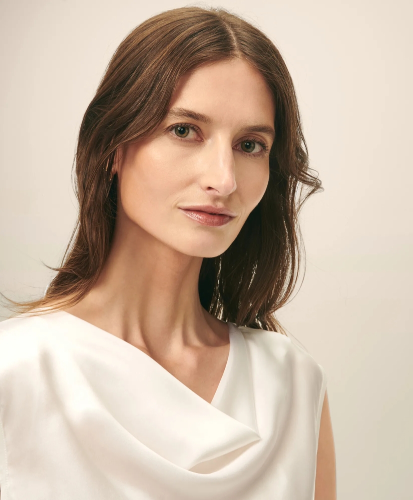 Cowl Neck Blouse in Washable Silk Charmeuse, image 3