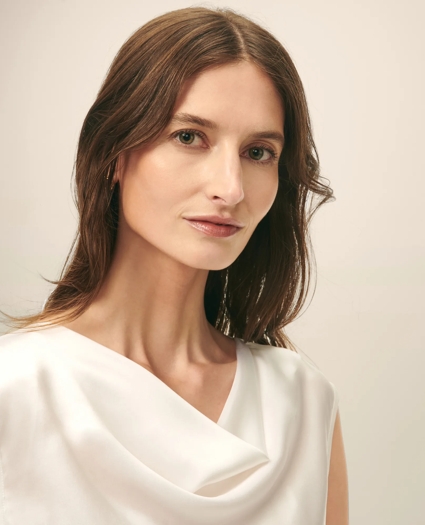 Cowl Neck Blouse in Washable Silk Charmeuse, image 3