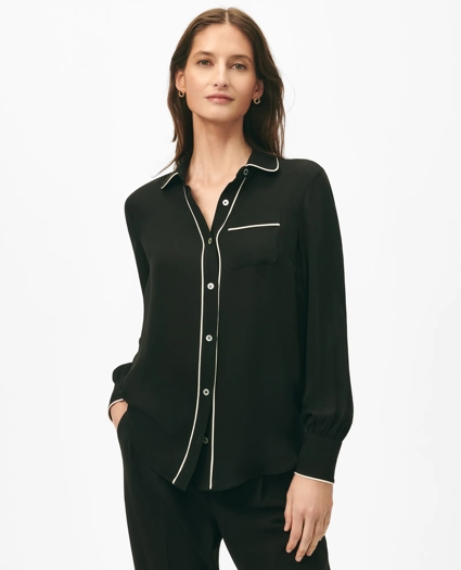 Contrast Detail Blouse in Silk Georgette, image 1