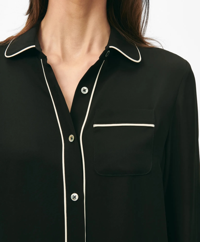 Contrast Detail Blouse in Silk Georgette, image 3