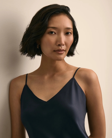 V-Neck Cami in Washable Silk Charmeuse, image 3