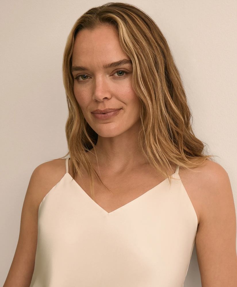 V-Neck Cami in Washable Silk Charmeuse, image 3