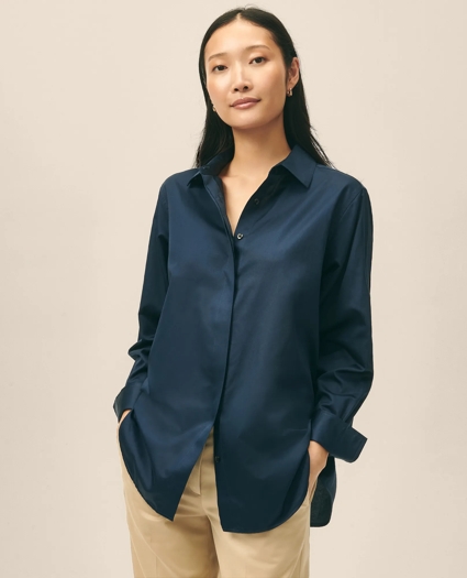 Relaxed Shirt in Supima® Cotton Sateen, image 1