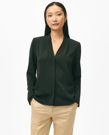 Concealed-Placket Blouse in Crepe, image 1