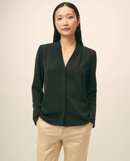 Concealed-Placket Blouse in Crepe, image 1