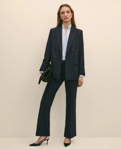 Fitted Funnel Neck Shirt in Non-Iron Royal Oxford Cotton, image 2
