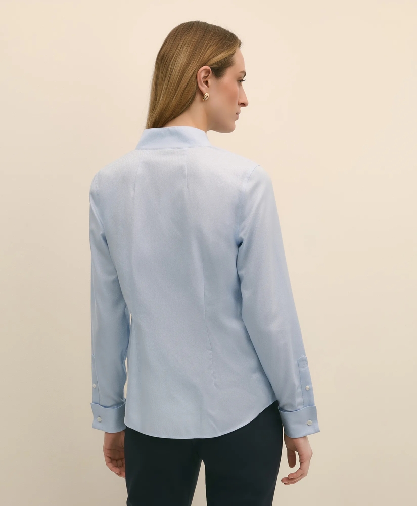 Fitted Funnel Neck Shirt in Non-Iron Royal Oxford Cotton, image 4