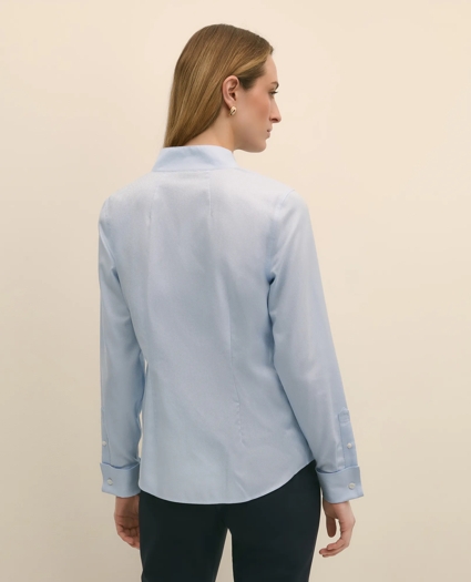 Fitted Funnel Neck Shirt in Non-Iron Royal Oxford Cotton, image 4