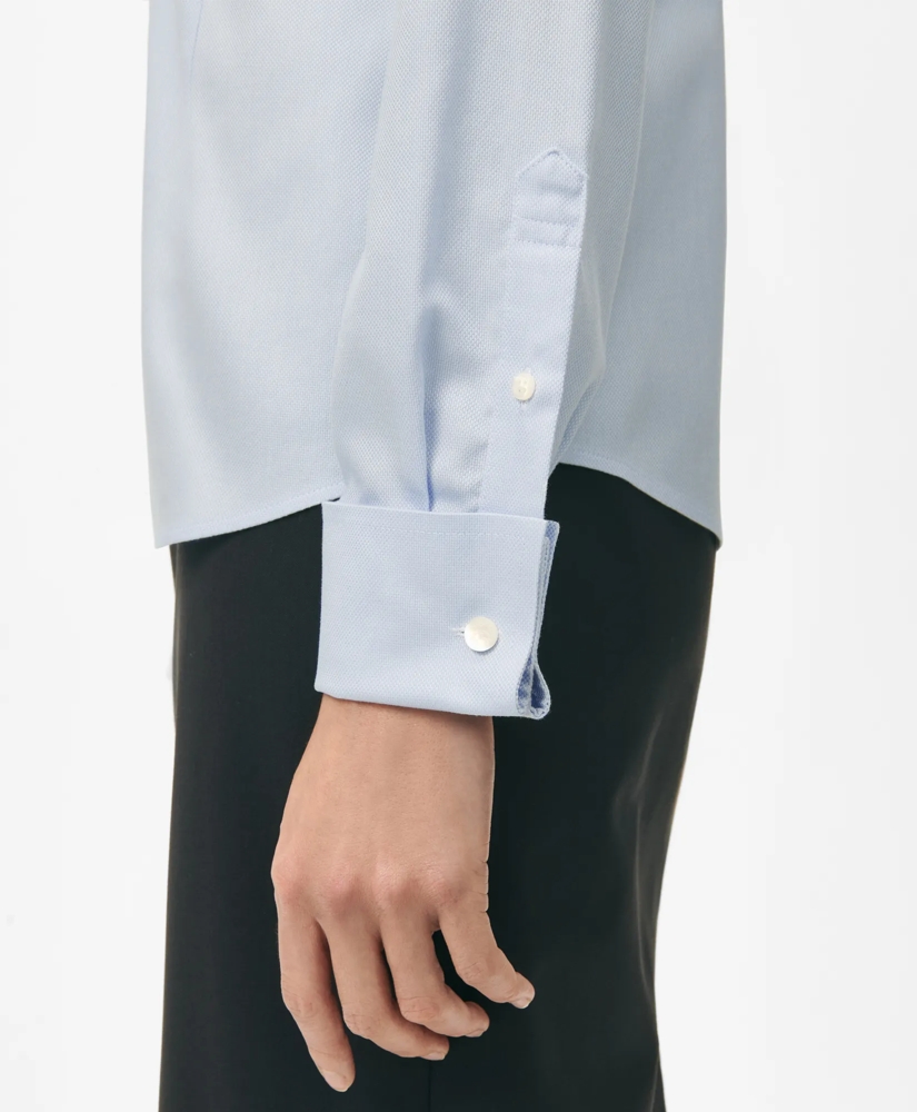 Fitted Funnel Neck Shirt in Non-Iron Royal Oxford Cotton, image 5