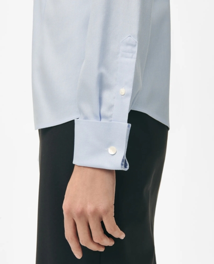 Fitted Funnel Neck Shirt in Non-Iron Royal Oxford Cotton, image 5