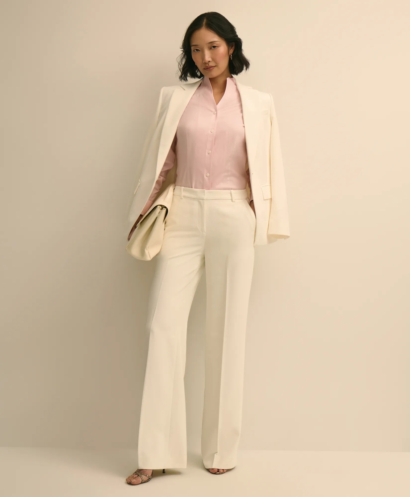 Fitted Funnel Neck Shirt in Non-Iron Royal Oxford Cotton, image 3