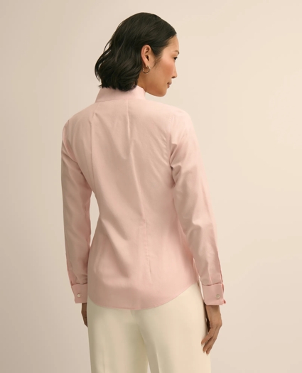 Fitted Funnel Neck Shirt in Non-Iron Royal Oxford Cotton, image 5