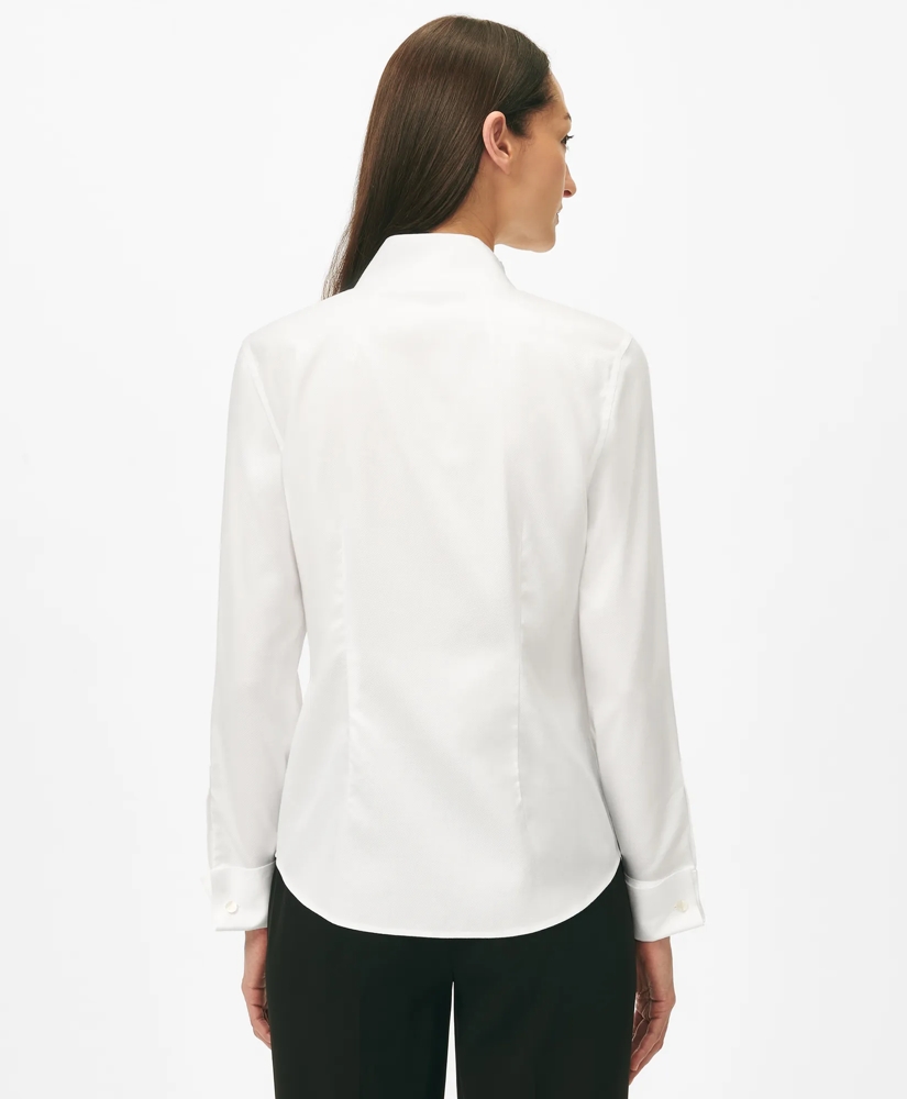 Fitted Funnel Neck Shirt in Non-Iron Royal Oxford Cotton, image 3