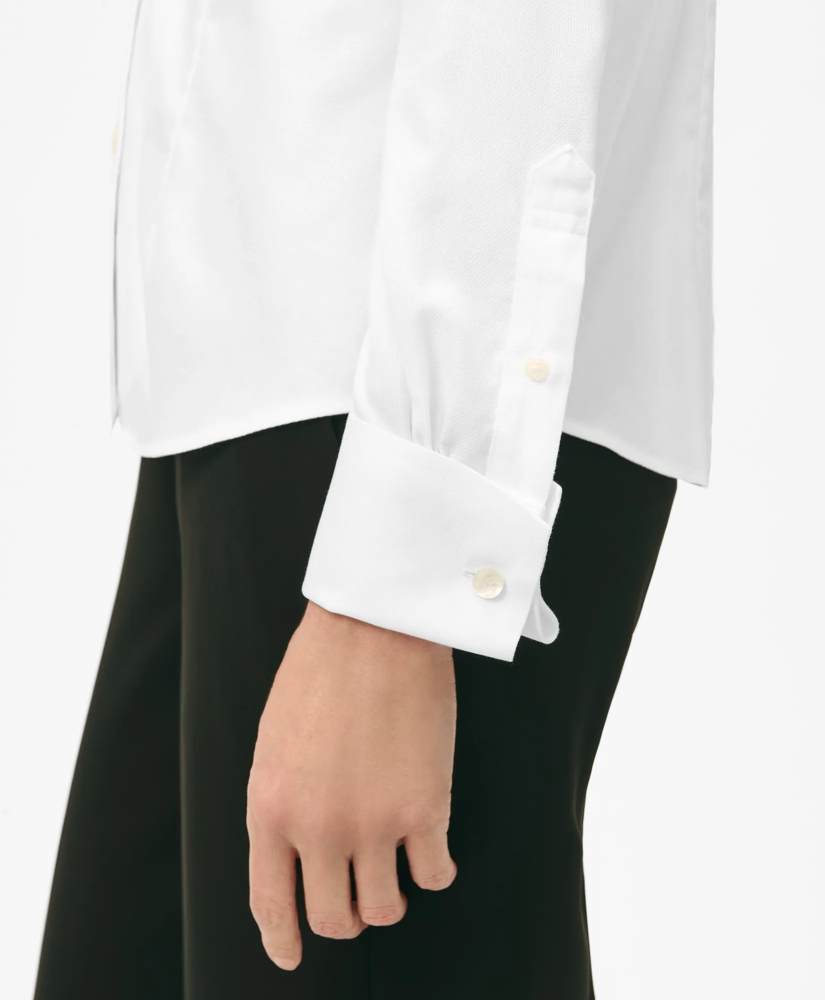Fitted Funnel Neck Shirt in Non-Iron Royal Oxford Cotton, image 4