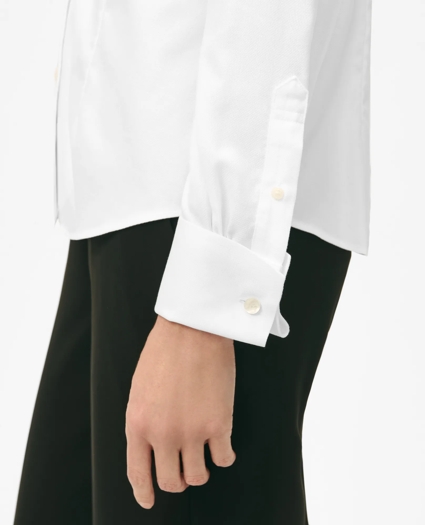 Fitted Funnel Neck Shirt in Non-Iron Royal Oxford Cotton, image 4