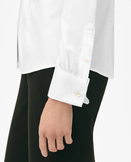 Fitted Funnel Neck Shirt in Non-Iron Royal Oxford Cotton, image 5