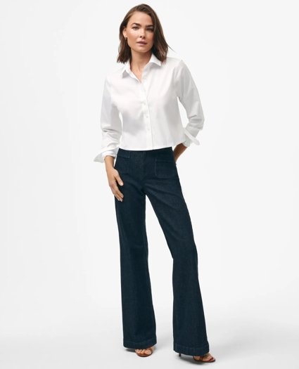 Cropped Shirt in Stretch Supima® Cotton, image 1
