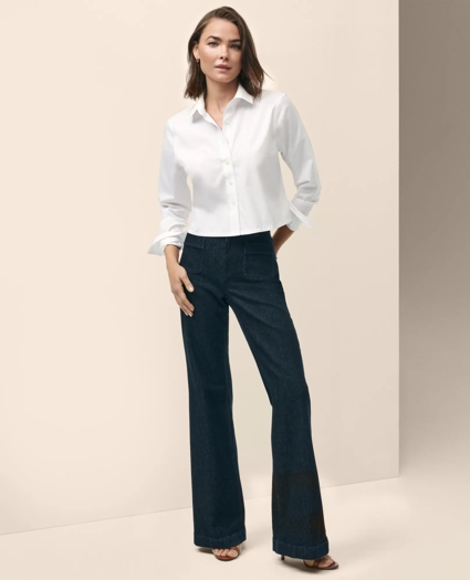 Cropped Shirt in Stretch Supima® Cotton, image 1