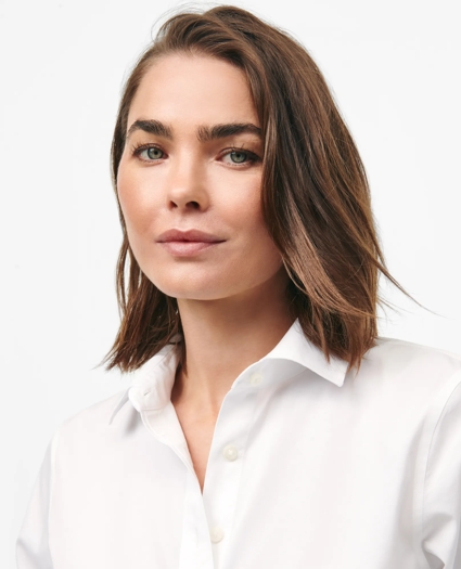 Cropped Shirt in Stretch Supima® Cotton, image 3