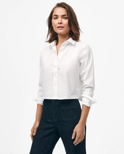 Cropped Shirt in Stretch Supima® Cotton, image 2
