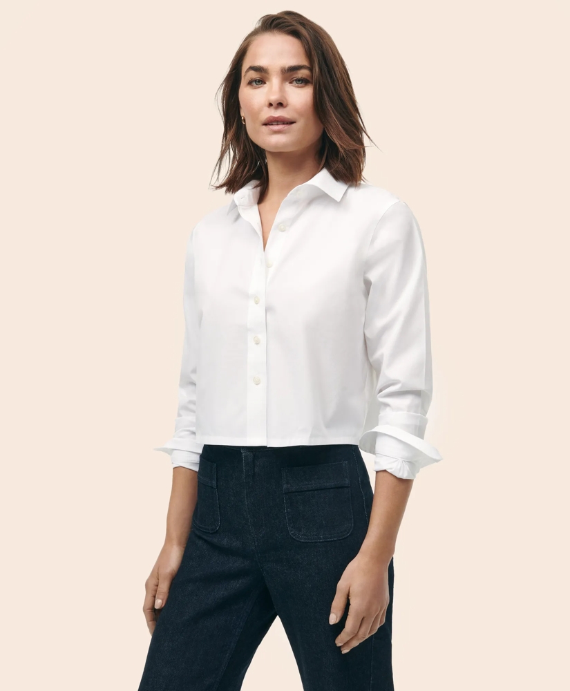 Cropped Shirt in Stretch Supima® Cotton, image 3