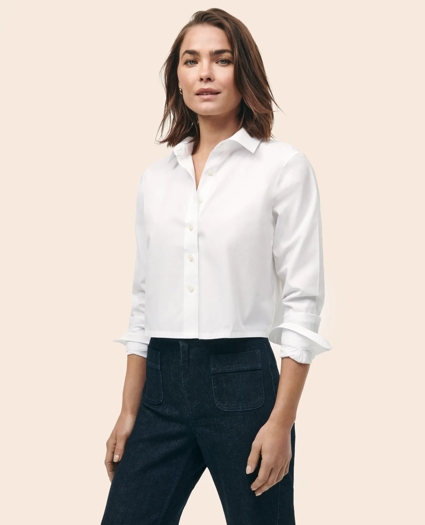 Cropped Shirt in Stretch Supima® Cotton, image 3