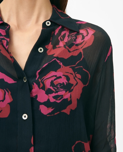 Relaxed Signature Rose Blouse in Chiffon with Removable Camisole, image 2
