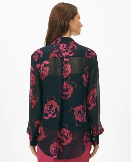 Relaxed Signature Rose Blouse in Chiffon with Removable Camisole, image 3