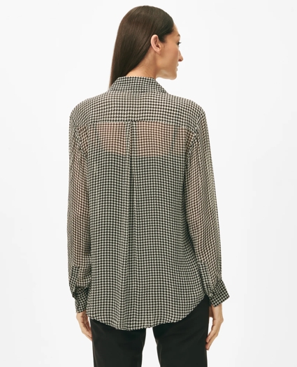 Relaxed Houndstooth Blouse in Chiffon with Removable Camisole, image 4
