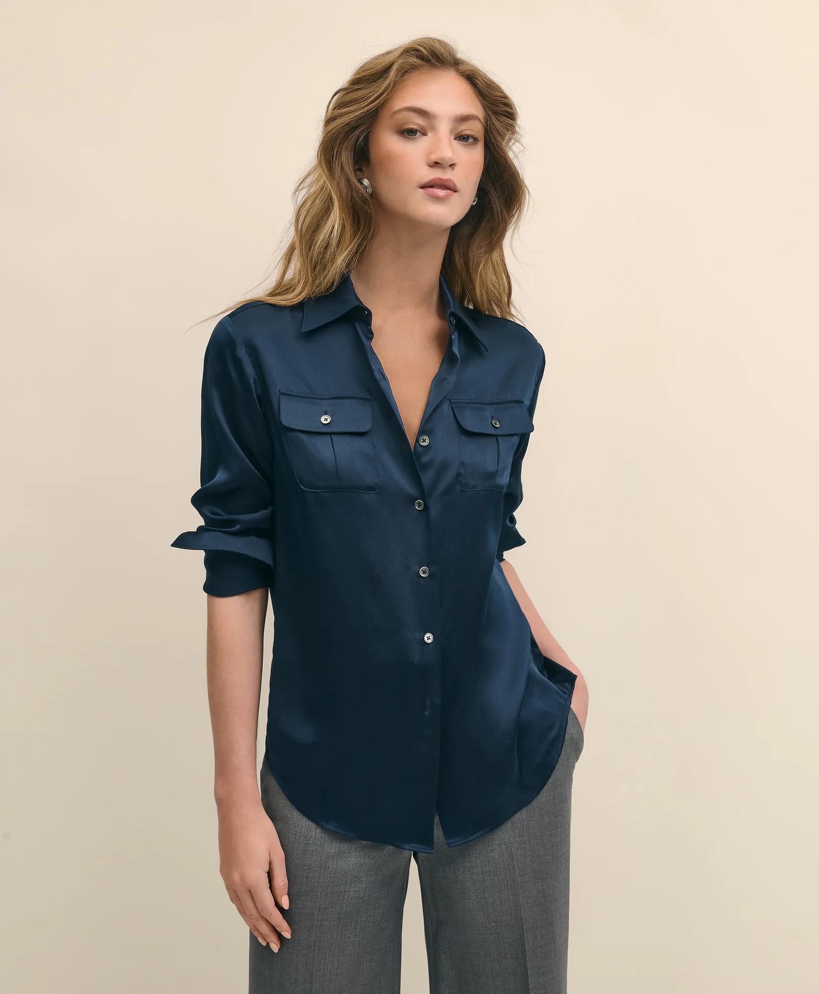 Relaxed Utility Blouse in Washable Silk