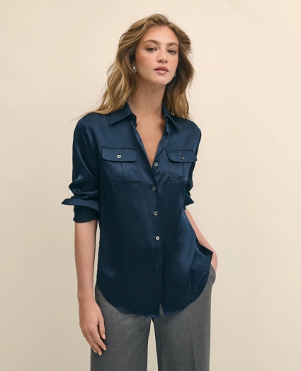 Relaxed Utility Blouse in Washable Silk, image 1