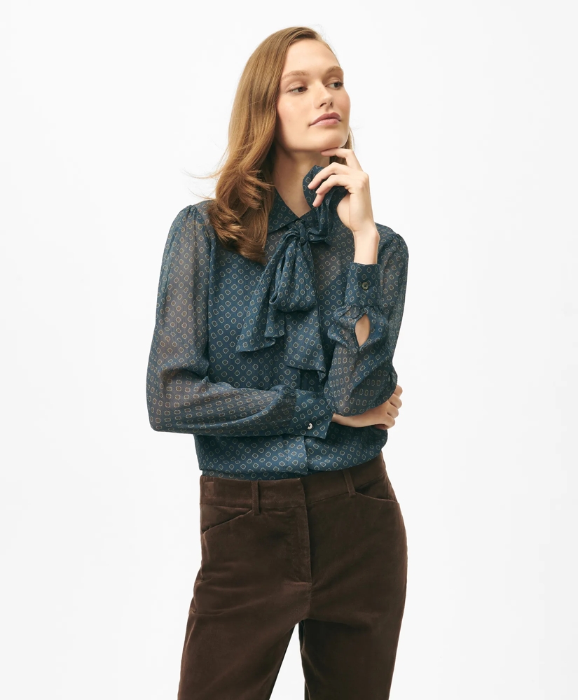 Removable Tie-Neck Blouse in Foulard Chiffon with Removable Camisole, image 3