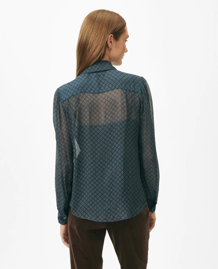 Removable Tie-Neck Blouse in Foulard Chiffon with Removable Camisole, image 4