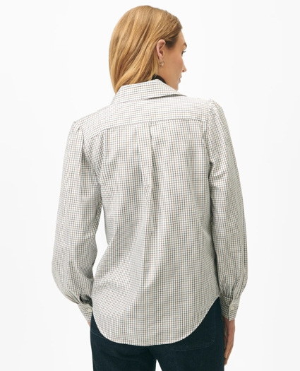 Blouson Sleeve Shirt in Printed Sateen Supima® Cotton, image 3